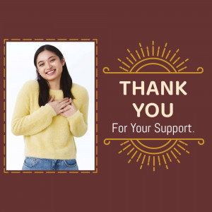 Woman expressing gratitude with a 'Thank You' graphic