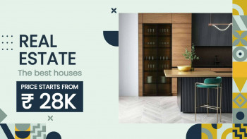 Image of a modern kitchen with a real estate advertisement overlay.