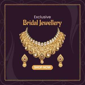Gold bridal jewellery set with necklace and earrings