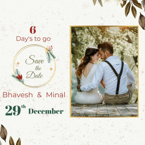Save the Date card with a couple's photo and wedding details