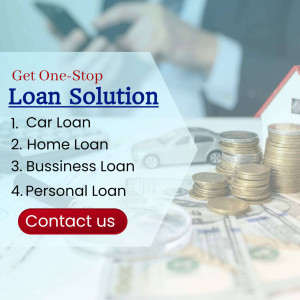 Image advertising various loan options including car, home, business, and personal loans.