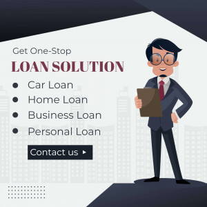 Illustration of a businessman offering loan solutions