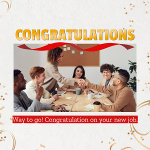 Group of diverse professionals celebrating a new job offer in a meeting.