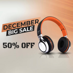 Black and orange headphones on sale with a December promotion