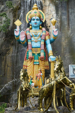Giant golden statue of Lord Murugan at Batu Caves, Malaysia