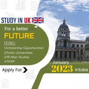 Image promoting study opportunities in the UK with a view of the Old Royal Naval College.