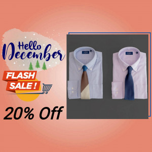 Promotional image for a December flash sale on men's shirts and ties.