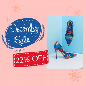 Blue floral high heels on sale with a December promotion