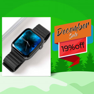 Smartwatch on display with a December sale promotion