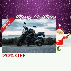 Motorcycle with Christmas themed promotion