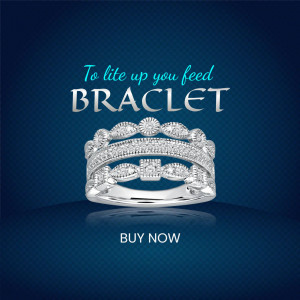 Close-up of a silver diamond bracelet with a reflective surface and a dark blue background.