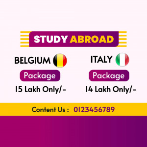 Study abroad packages for Belgium and Italy with pricing information.