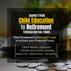 Image depicting financial planning through mutual funds, showing a graduation cap and coins.