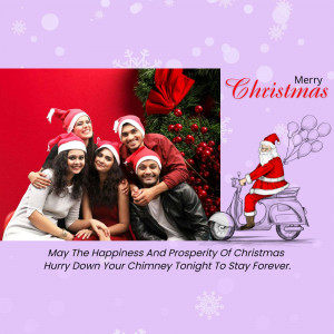 Group of friends and Santa Claus celebrating Christmas