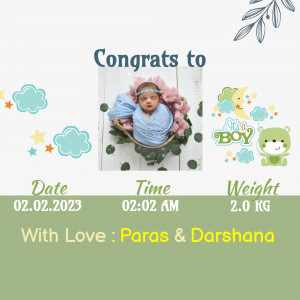 Newborn baby boy announcement with details