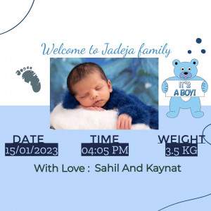 Newborn baby announcement with details