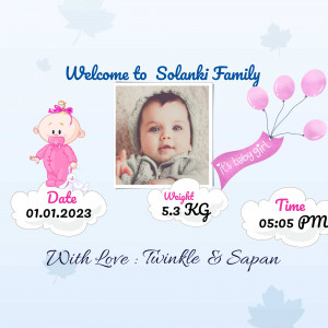 Newborn baby announcement with details