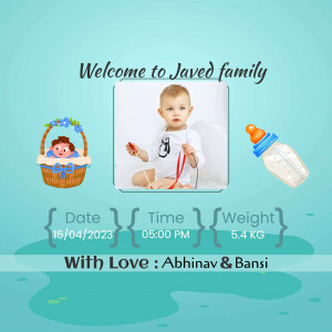 Newborn baby announcement with birth details