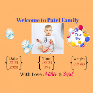 Newborn baby announcement with details