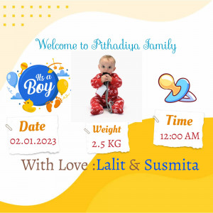 Newborn baby boy announcement with details