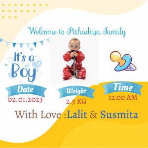 Newborn baby boy announcement with details