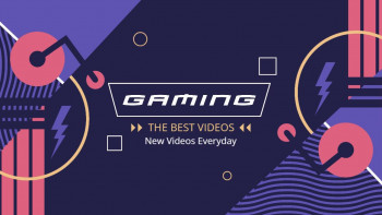 Abstract gaming banner with neon elements and text