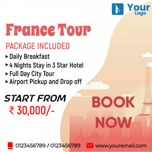 France Tour Package Advertisement with Eiffel Tower