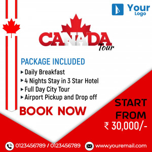Canada Tour Package advertisement with details of inclusions and price.