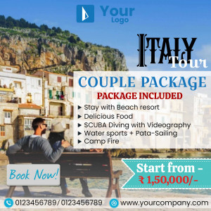 Italy Tour Package for Couples - Scenic view of the Italian coastline with a couple enjoying the view.