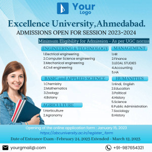 Excellence University Ahmedabad Admissions Open for Session 2023-2024