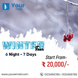 Winter Tour advertisement with ice text and red berries