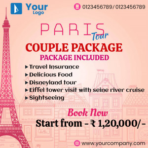 Promotional image for a Paris tour package for couples