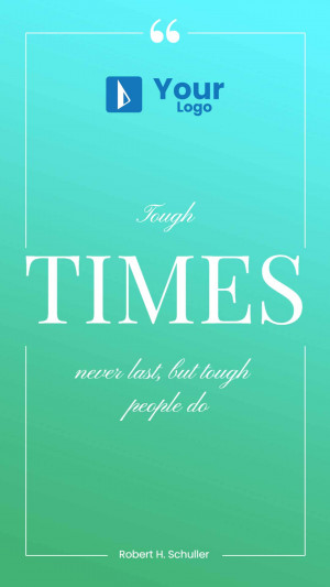 Inspirational quote about overcoming challenges with a gradient background and logo space.
