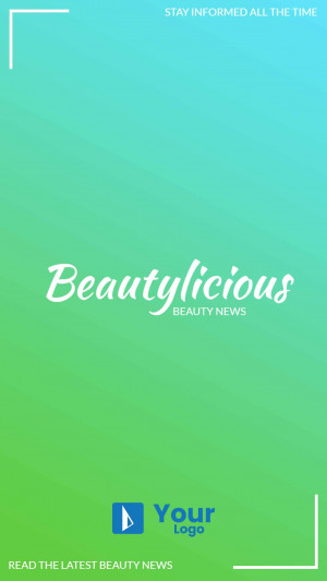 Beautylicious logo with a gradient background and call to action.