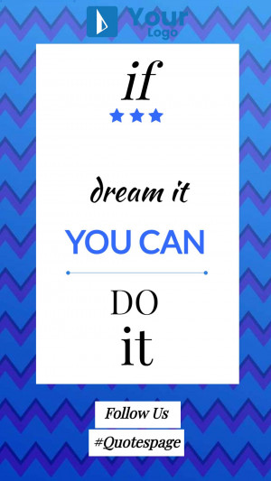 Motivational quote with blue chevron background