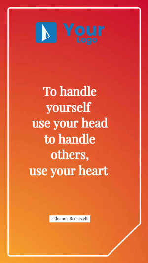 Inspirational quote by Eleanor Roosevelt on a red and orange gradient background.