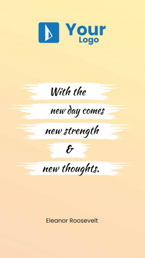 Inspirational quote by Eleanor Roosevelt with a light yellow background and a blue logo.