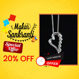 Makar Sankranti special offer on a silver heart pendant with diamonds