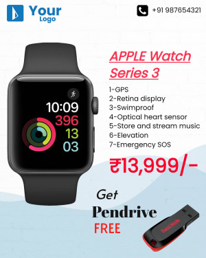 Apple Watch Series 3 displayed with a free Pendrive offer