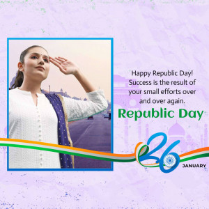 Woman saluting with Republic Day background