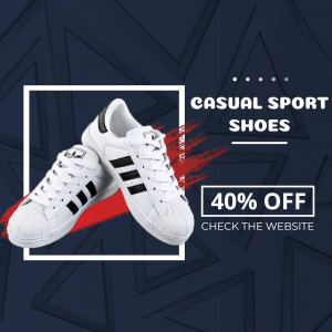 White Adidas Superstar sneakers with a 40% off promotion