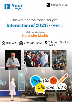 Promotional poster for Pariksha Pe Charcha 2023 featuring Prime Minister Narendra Modi
