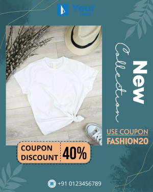 White t-shirt, straw hat, and sneakers with a summer fashion promotion.