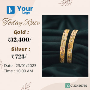 Image displaying today's gold and silver rates with gold bangles.
