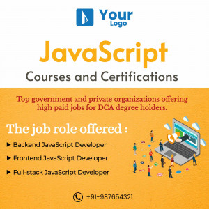 Image promoting JavaScript courses and certifications for DCA degree holders.