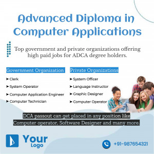Advertisement for Advanced Diploma in Computer Applications with job opportunities.