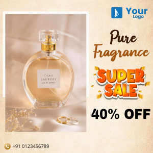 Image of L'Eau Laurissi perfume bottle with a 40% off sale promotion.