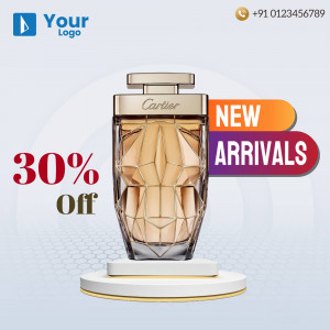 Cartier perfume bottle with a 30% off sale promotion