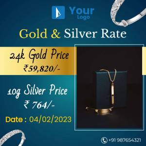 Gold and silver price update with current rates and jewelry display