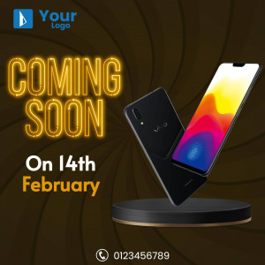 Image of two smartphones with a 'Coming Soon' announcement and launch date.
